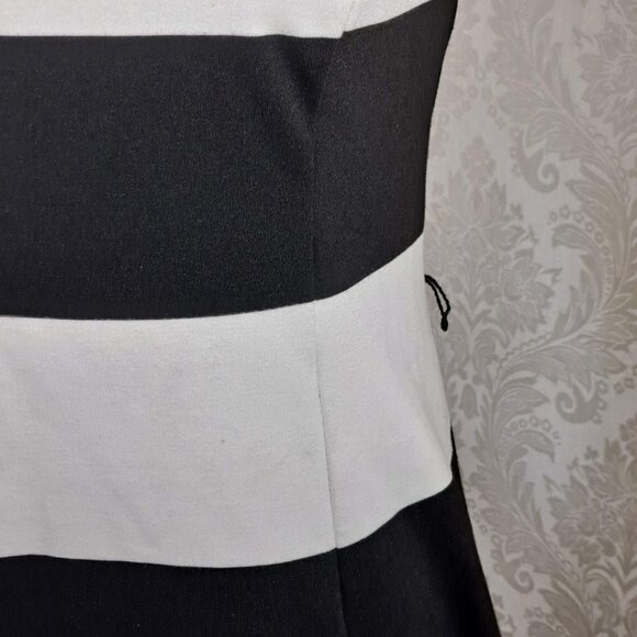 INC Size Medium Black/White Striped Sleeveless Dress Embellished Neckline EUC - Picture 3 of 10